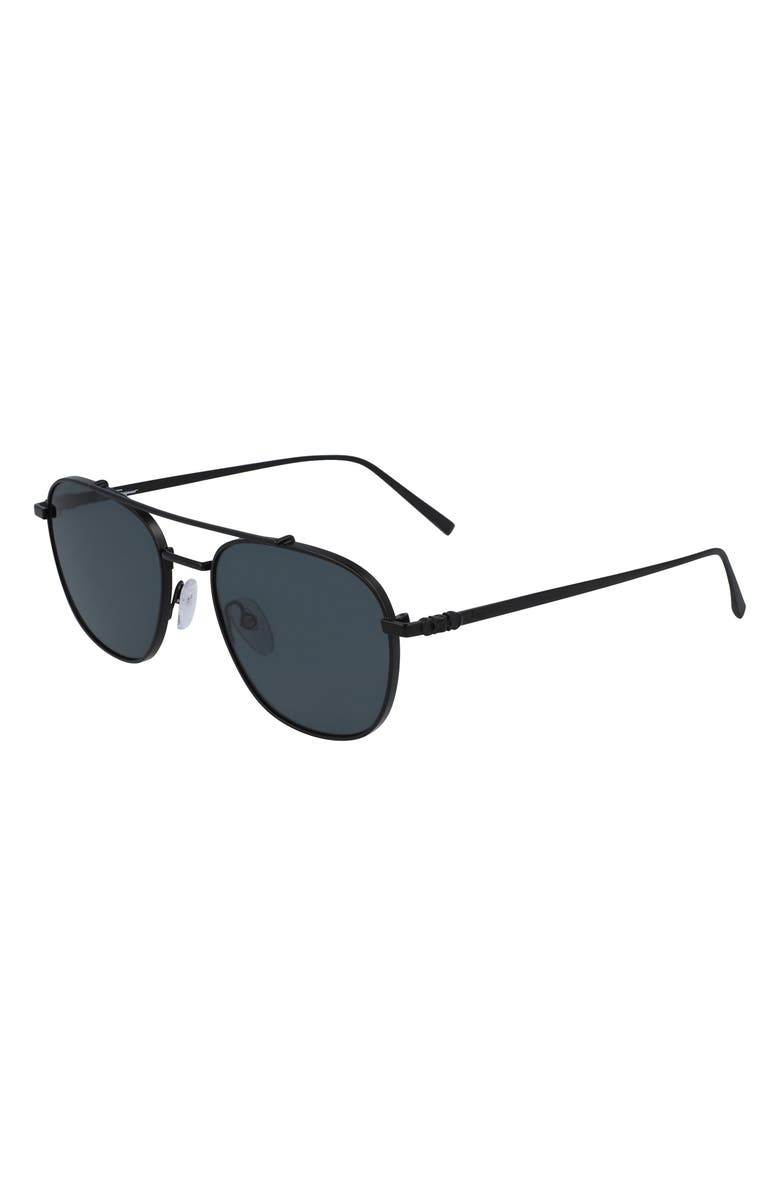 FERRAGAMO 54mm Aviator Sunglasses, Alternate, color, Matte Black