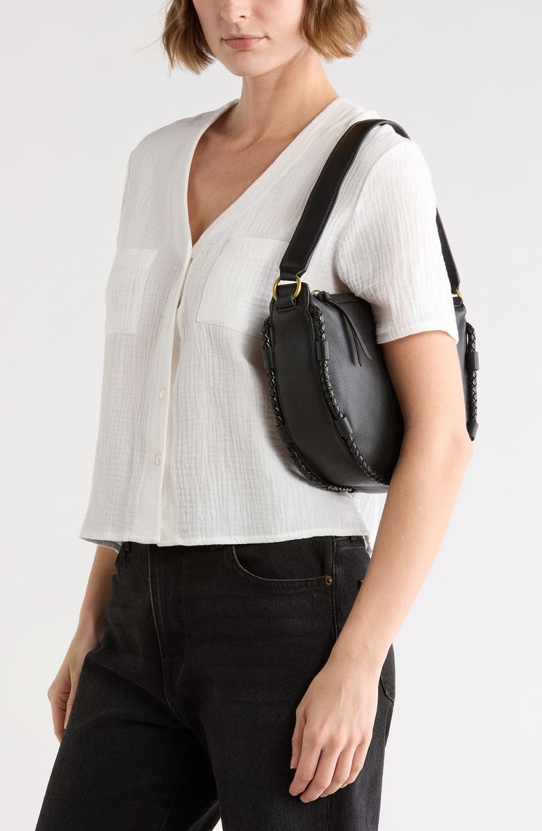 Lucky Brand Zila Leather Shoulder Bag, Alternate, color, Black