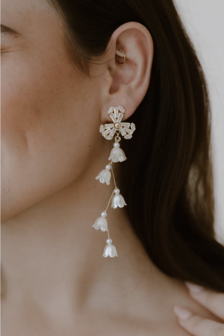 Soiree Crystal Drop Earrings, Alternate, color, Gold