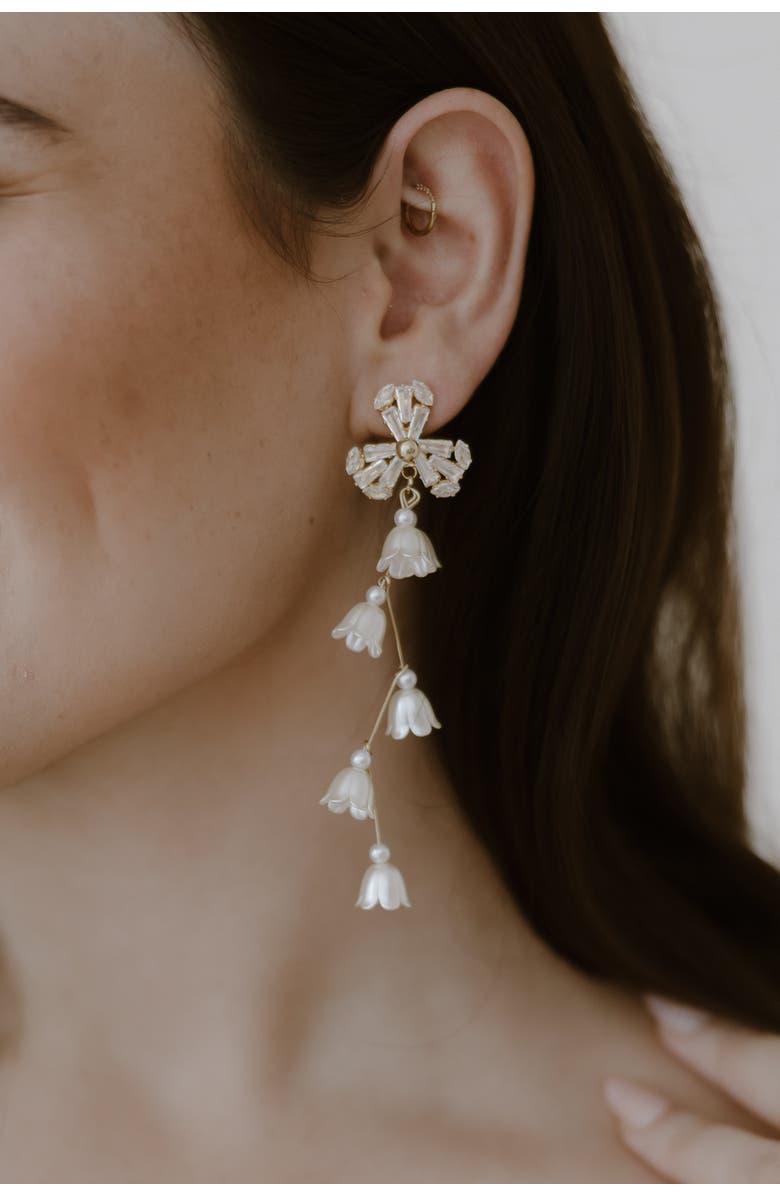 Untamed Petals Soiree Crystal Drop Earrings, Alternate, color, Gold