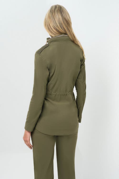 Anatomie Courtney Mid Weight And Satin Oversized Utility Jacket In Green