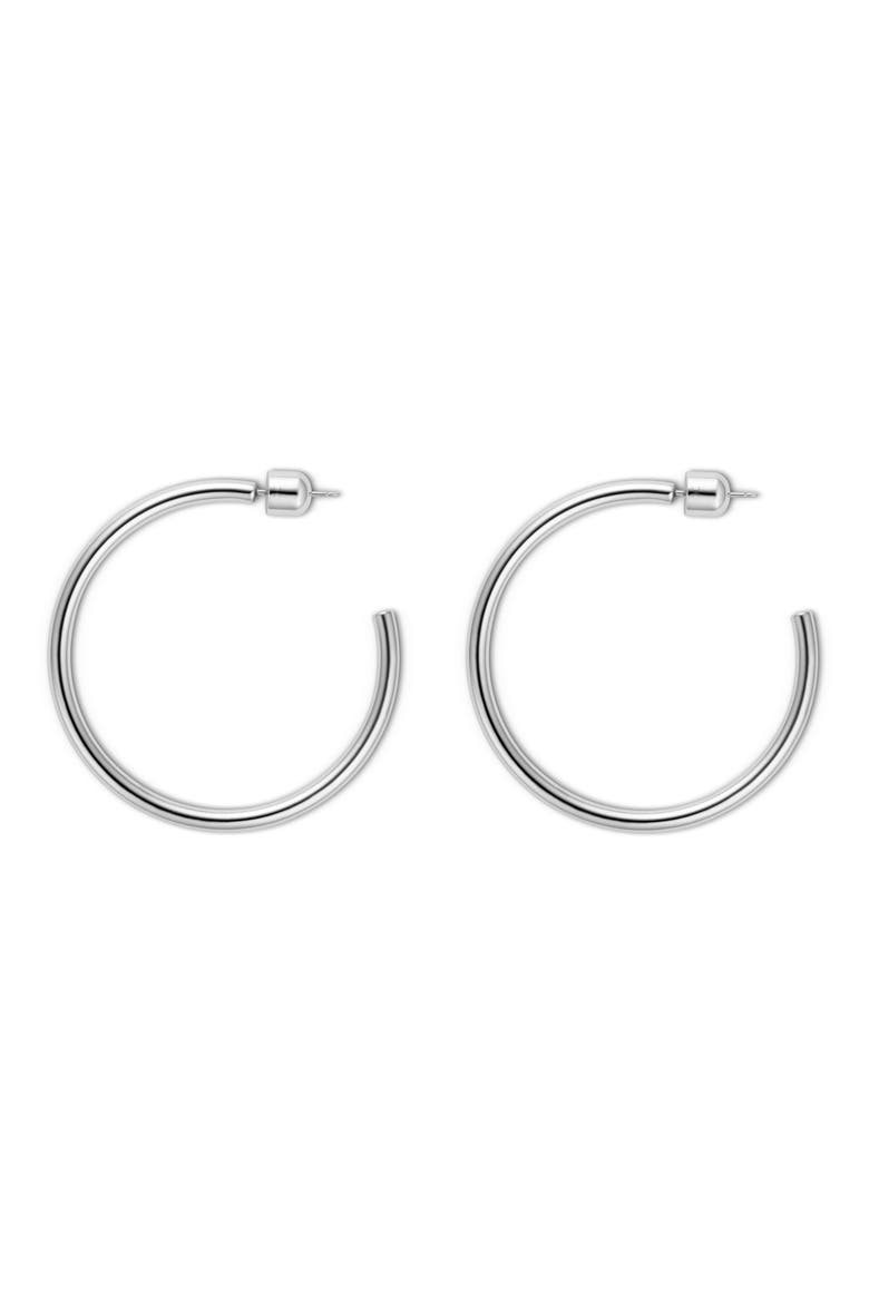 Wire Hoop Earrings, Main, color, RHODIUM