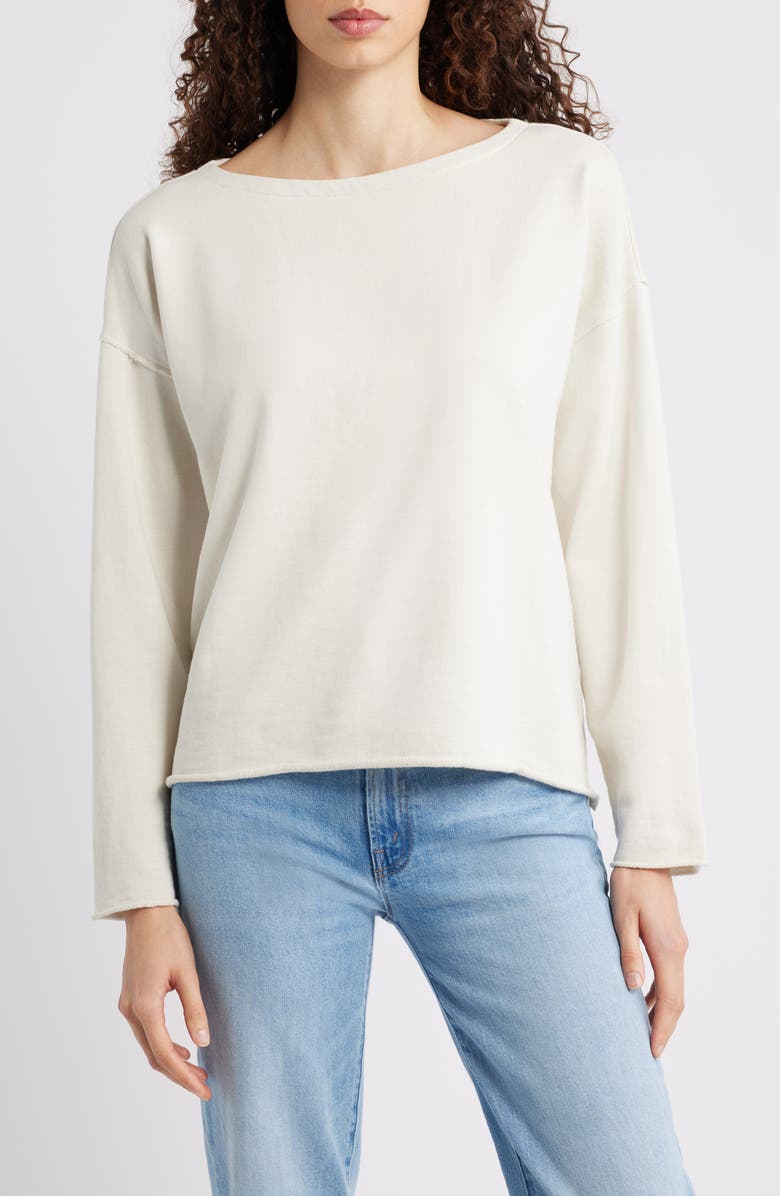 Eileen Fisher Bateau Neck Boxy Top, Main, color, Bone