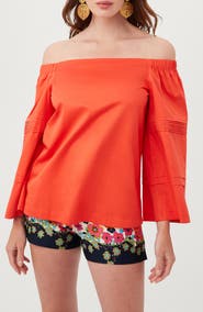 Trina Turk Wavey Organic Cotton Off the Shoulder Top