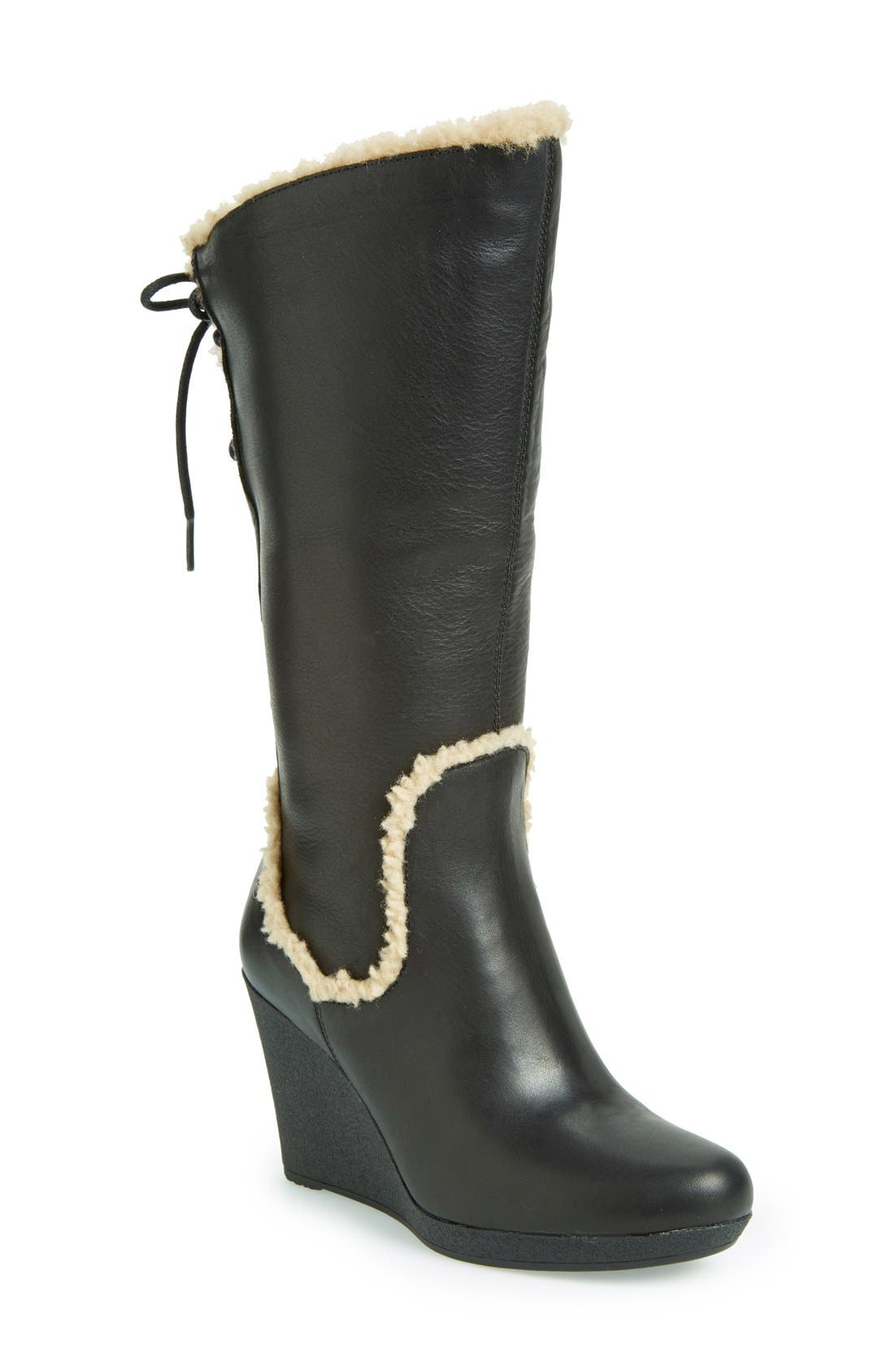 Australia 'Emilie' Wedge Boot, Main, color, BLACK