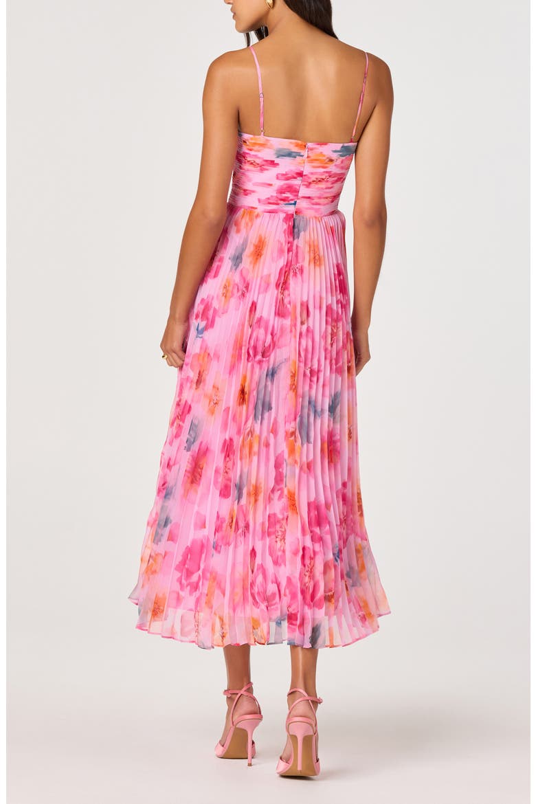 Bayley Floral Print Pleat Party Dress, Alternate, color, PINK MULTI FLORAL