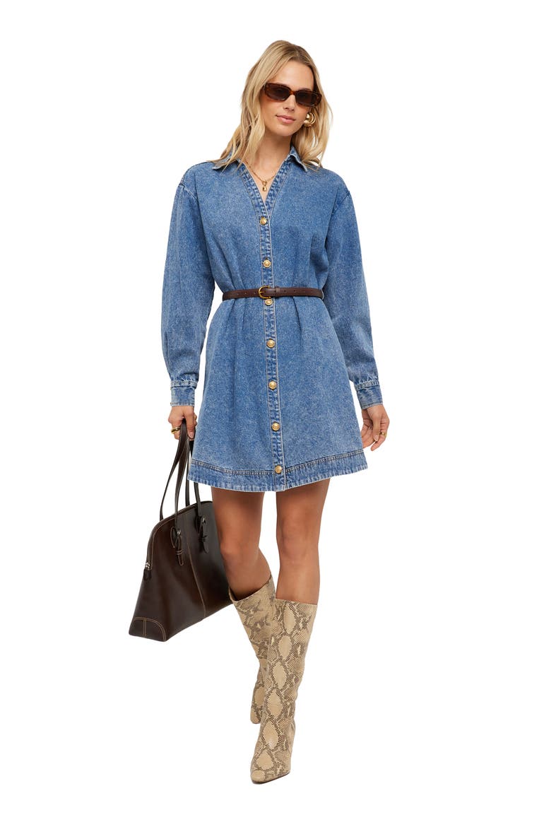 Sade Belted Denim Shirtdress, Alternate, color, DENIM