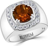EFFY Men's Smoky Quartz & White Topaz Signet Ring