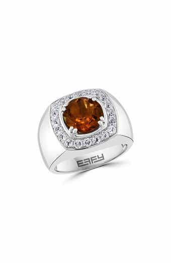 Men's Smoky Quartz & White Topaz Signet Ring