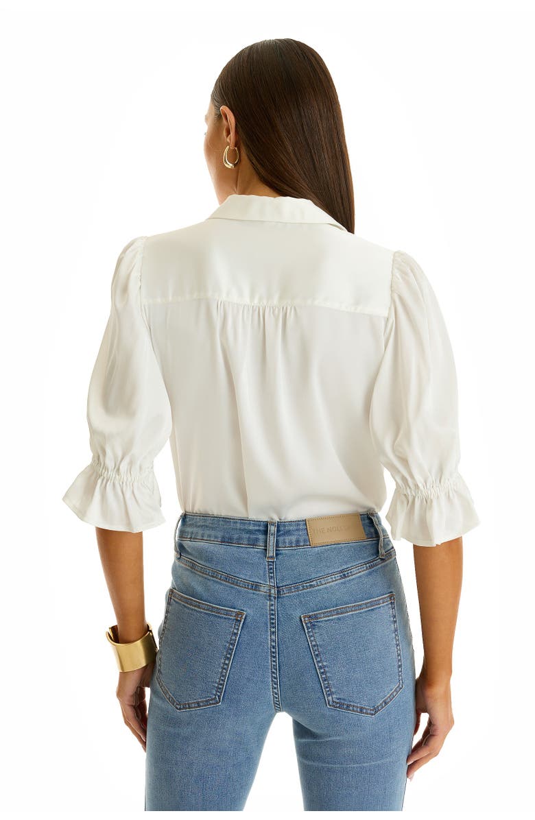 The Noli Shop Cindy Ruffle Sleeve Shirt, Alternate, color, White