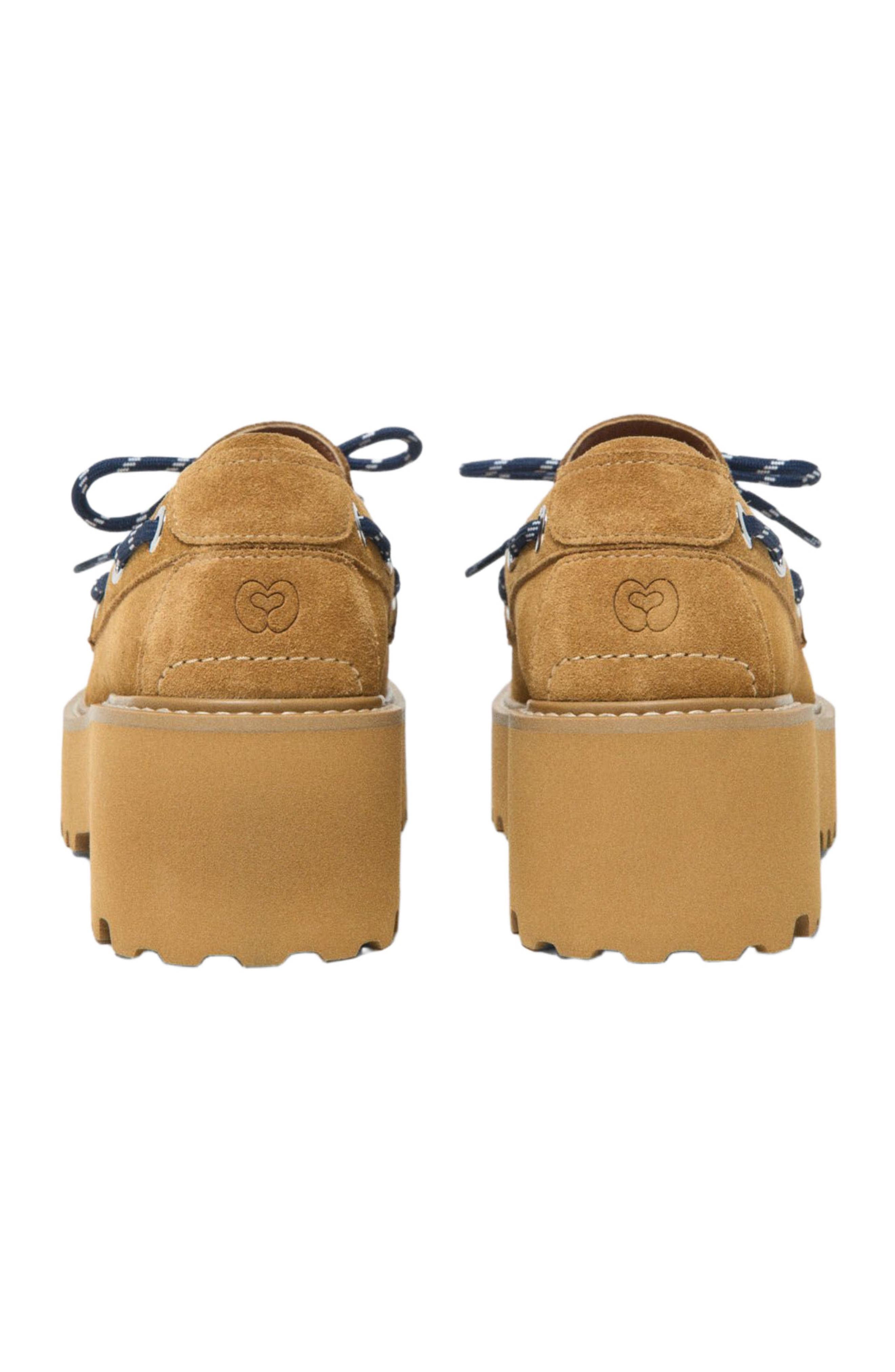 maje Suede platform boat shoes, Alternate, color, Caramel