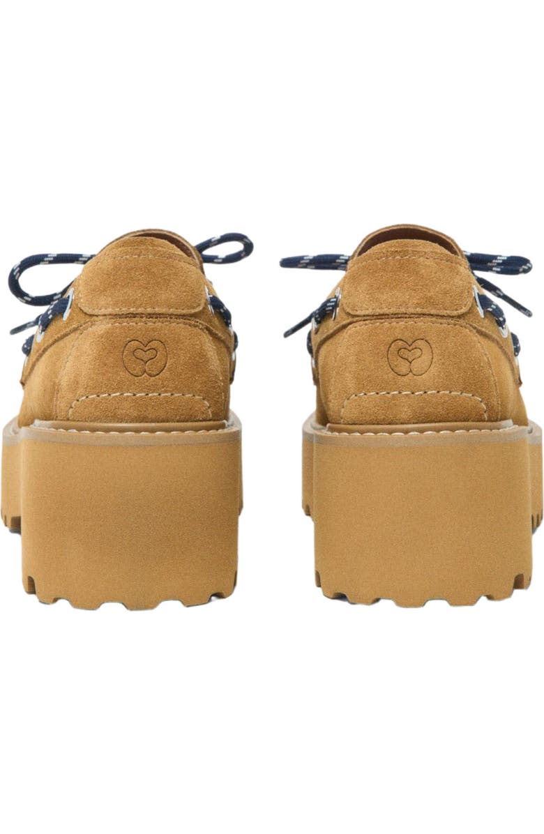 maje Suede platform boat shoes, Alternate, color, Caramel