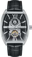 Heritor Automatic Masterson Semi-Skeleton Leather-Band Watch