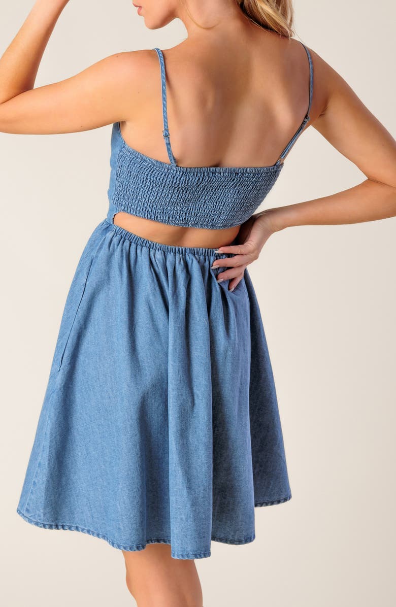 FLYING TOMATO Cutout Chambray Minidress, Alternate, color,