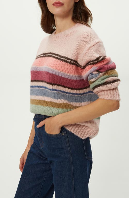 Michael Stars Aura Stripe Crewneck Sweater In Pink