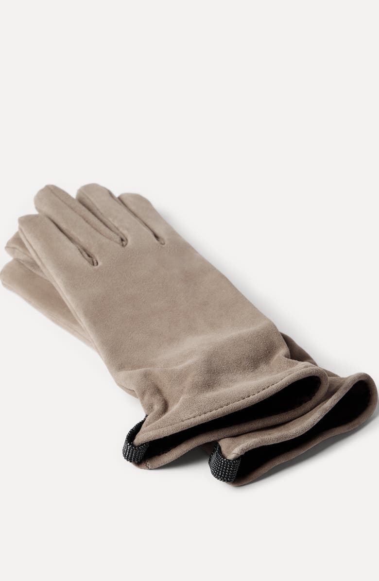 Brunello Cucinelli Suede gloves, Alternate, color, Beige