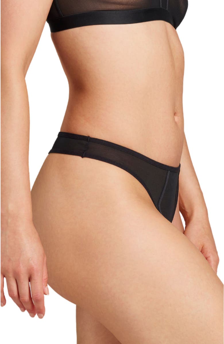 Siella Power Mesh Thong, Alternate, color, Black