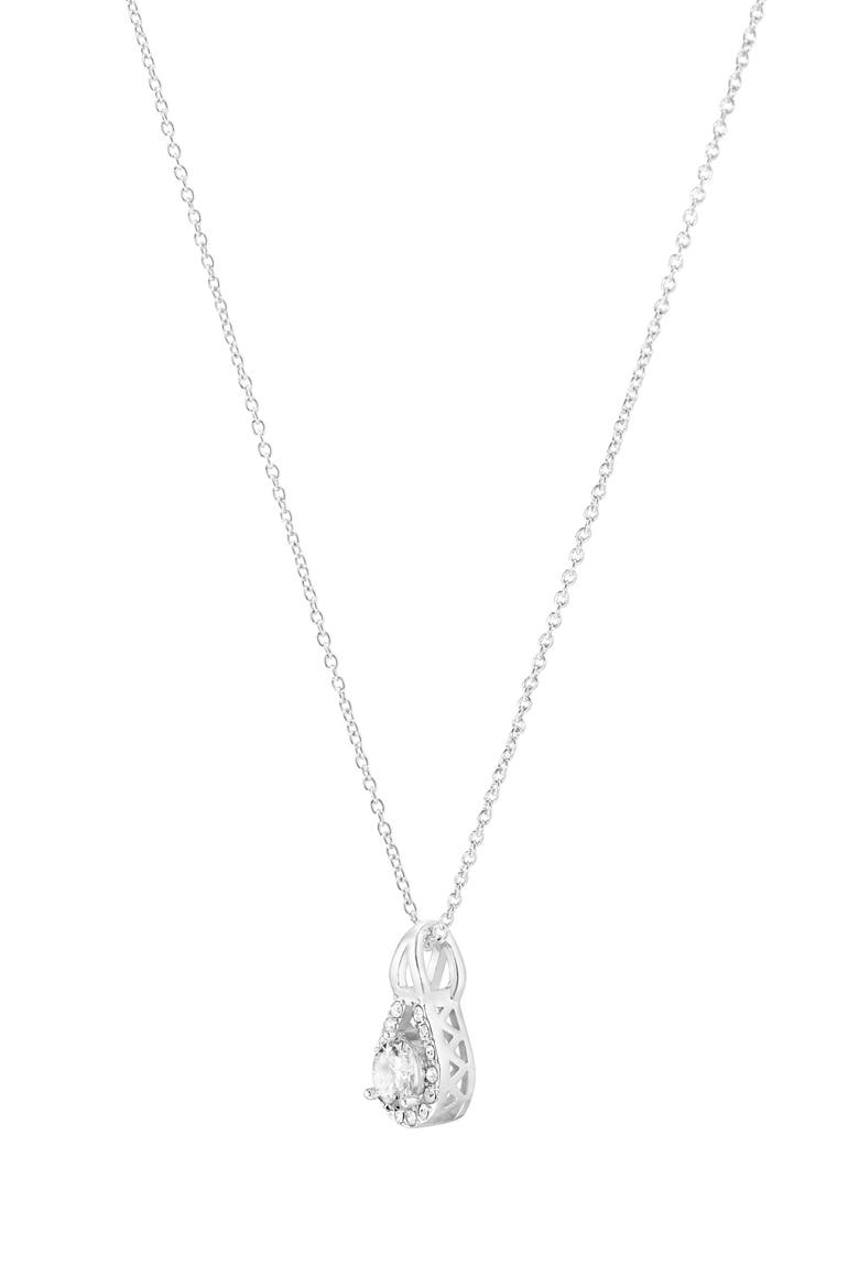 Cubic Zirconia Pendant Necklace & Stud Earrings Set, Alternate, color, SILVER