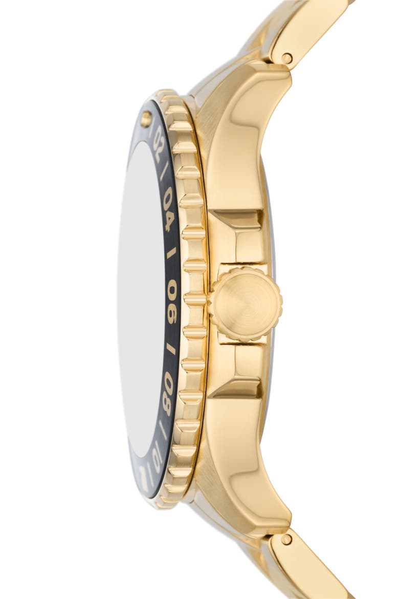 Blue GMT Bracelet Watch, 46mm, Alternate, color, GOLD