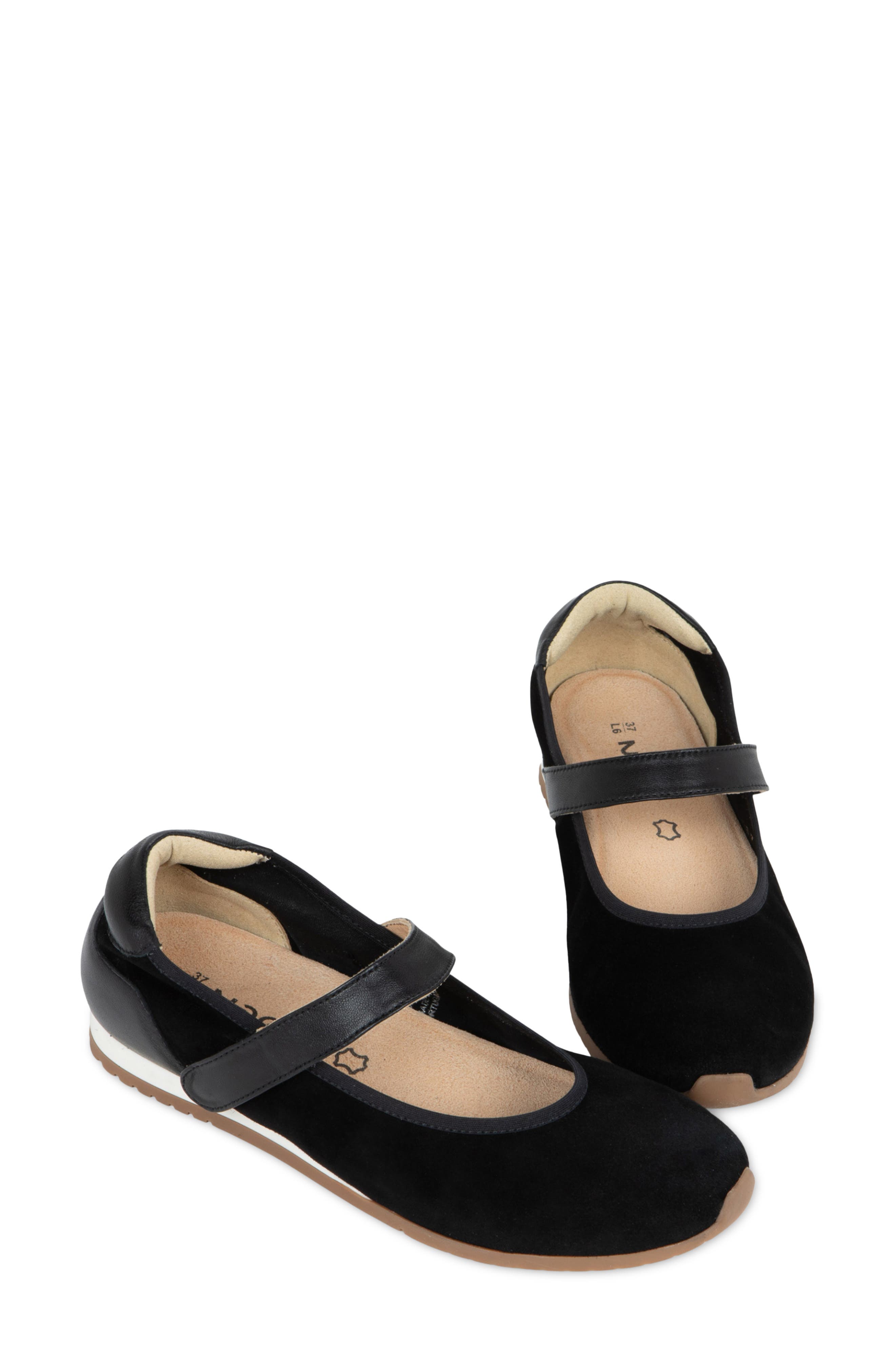 Pure Leather Mary Jane Flat, Alternate, color, BLACK SUEDE