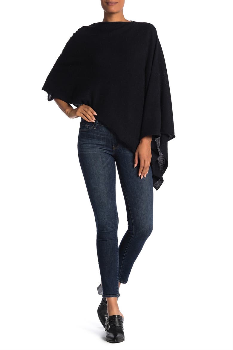 Lightweight Cowl Neck Poncho, Main, color, BLACK