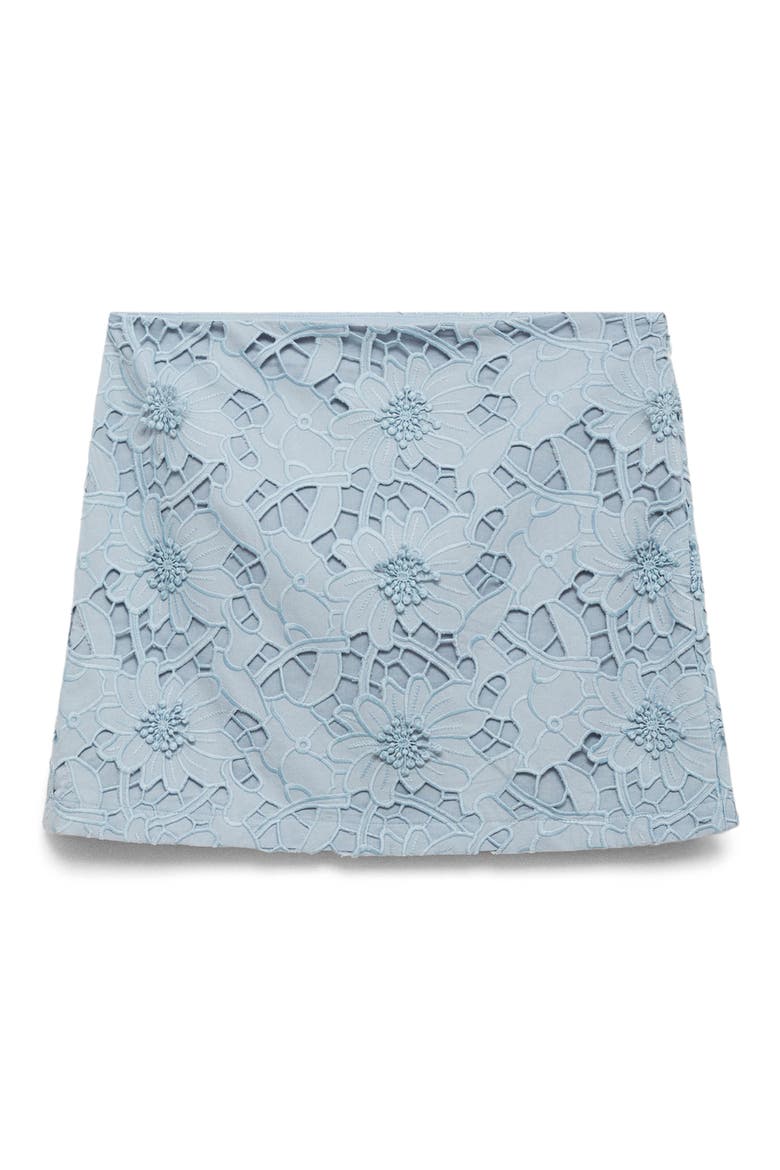 Embroidered Floral Cotton Miniskirt, Main, color, BLUE