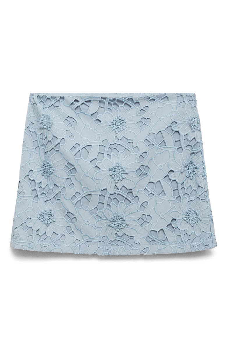 MANGO Embroidered Floral Cotton Miniskirt, Main, color, Blue