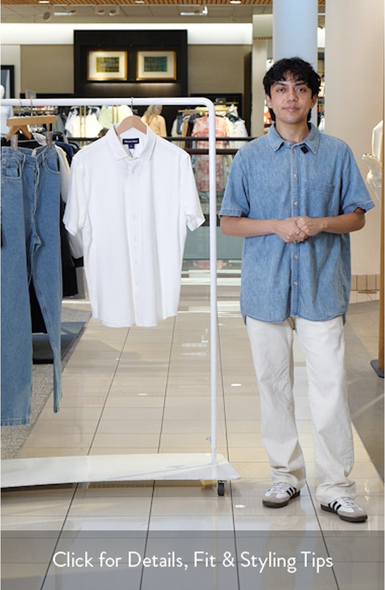 Newport Solid Short Sleeve Knit Cotton Blend Button-Up Shirt, sales video thumbnail