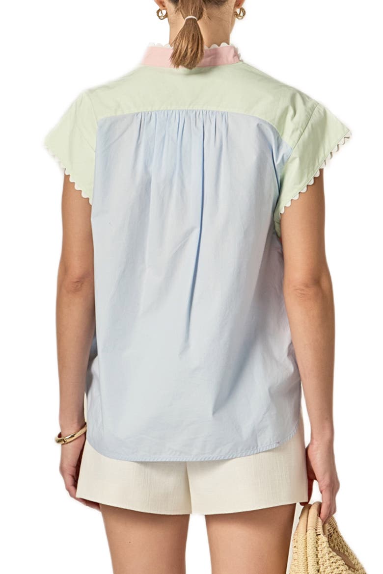 Colorblock Short Sleeve Button-Up Shirt, Alternate, color, PINK MULTI