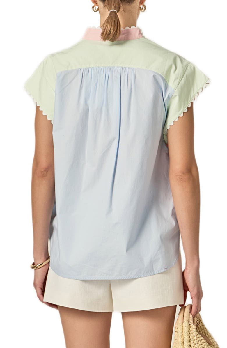 English Factory Colorblock Short Sleeve Button-Up Shirt, Alternate, color, Pink Multi