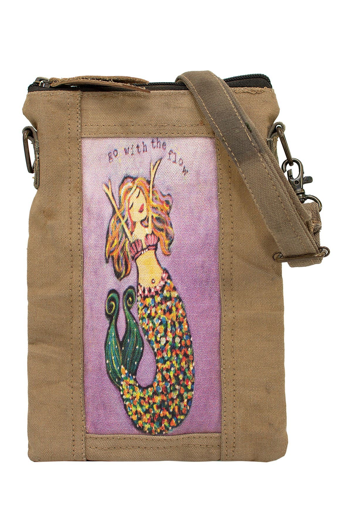 VINTAGE ADDICTION Go With The Flow Mermaid Tent Crossbody, Main, color, 