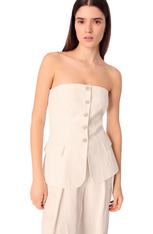 Maje Livalu Strapless Linen-blend Top In Ecru