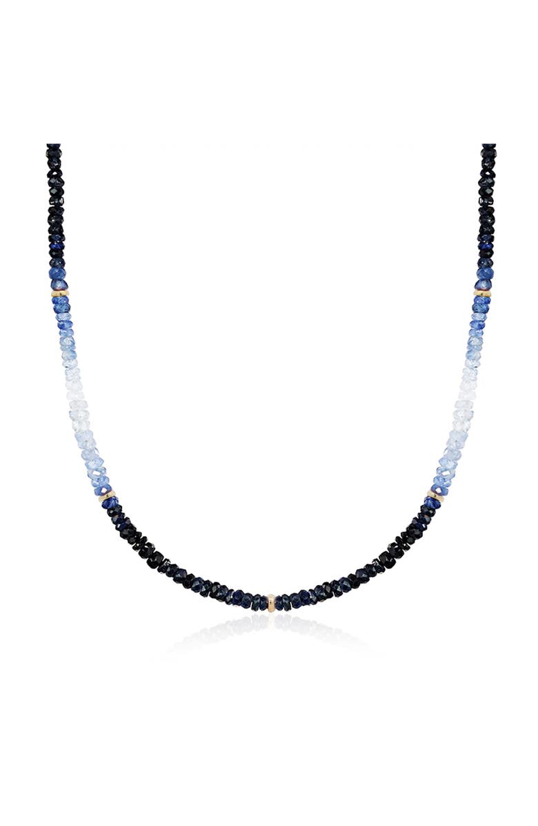 The Lovery Fine Jewelry Blue Sapphire Ombre Bead Necklace, Main, color, Blue Sapphire