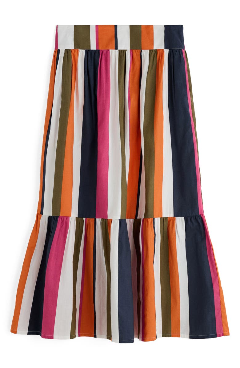 Seasalt Cornwall Cranesbill Stripe Tiered Maxi Skirt, Alternate, color, Indian Summer Multi