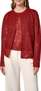 Donna Karan New York Textured Floral Cardigan
