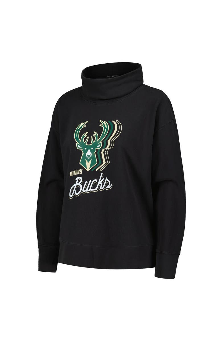 LEVELWEAR Women's Levelwear Black Milwaukee Bucks Sunset Pullover Sweatshirt, Alternate, color, Black