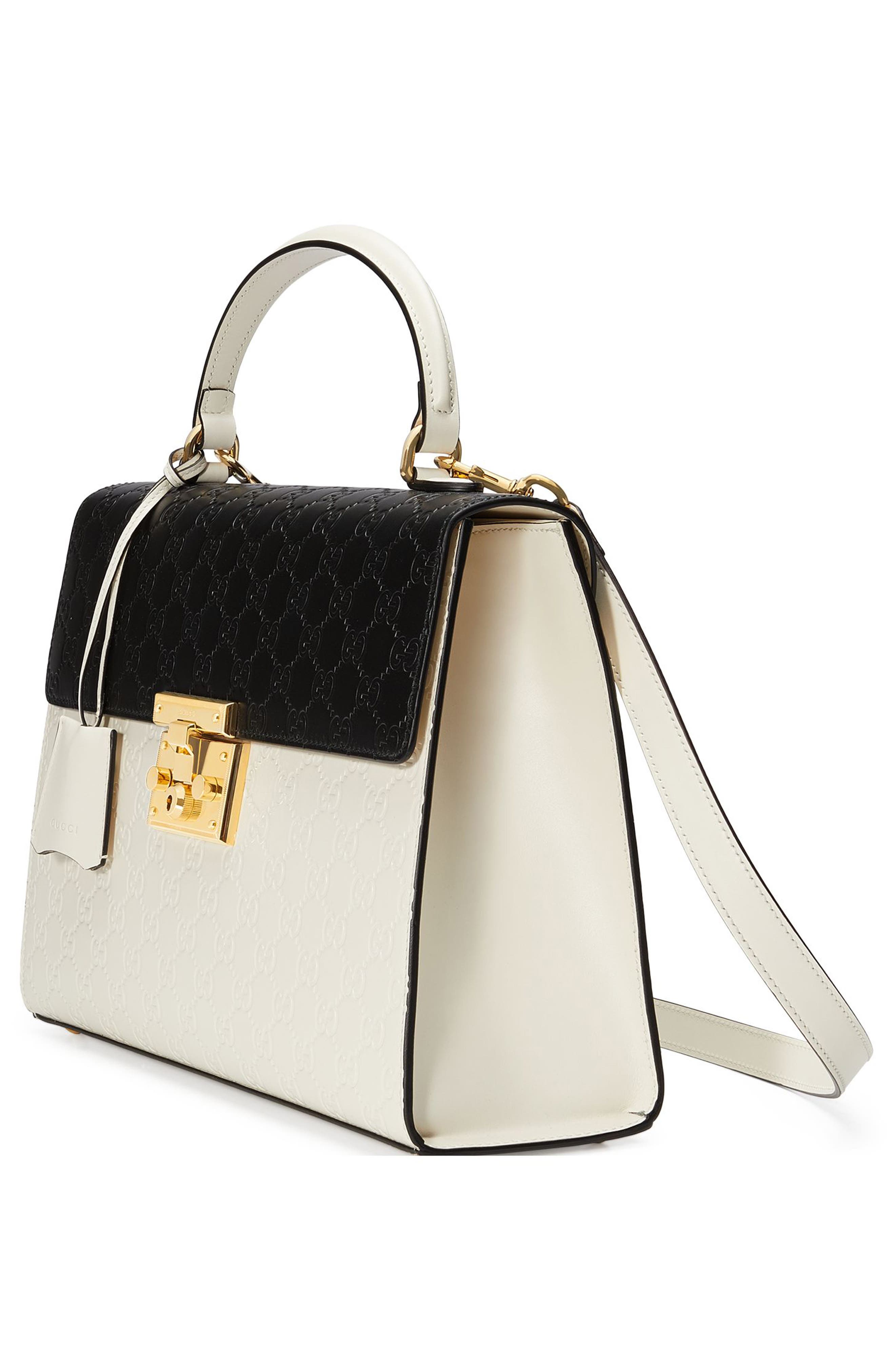 Gucci Medium Padlock Top Handles Signature Leather Satchel, Alternate, color, 