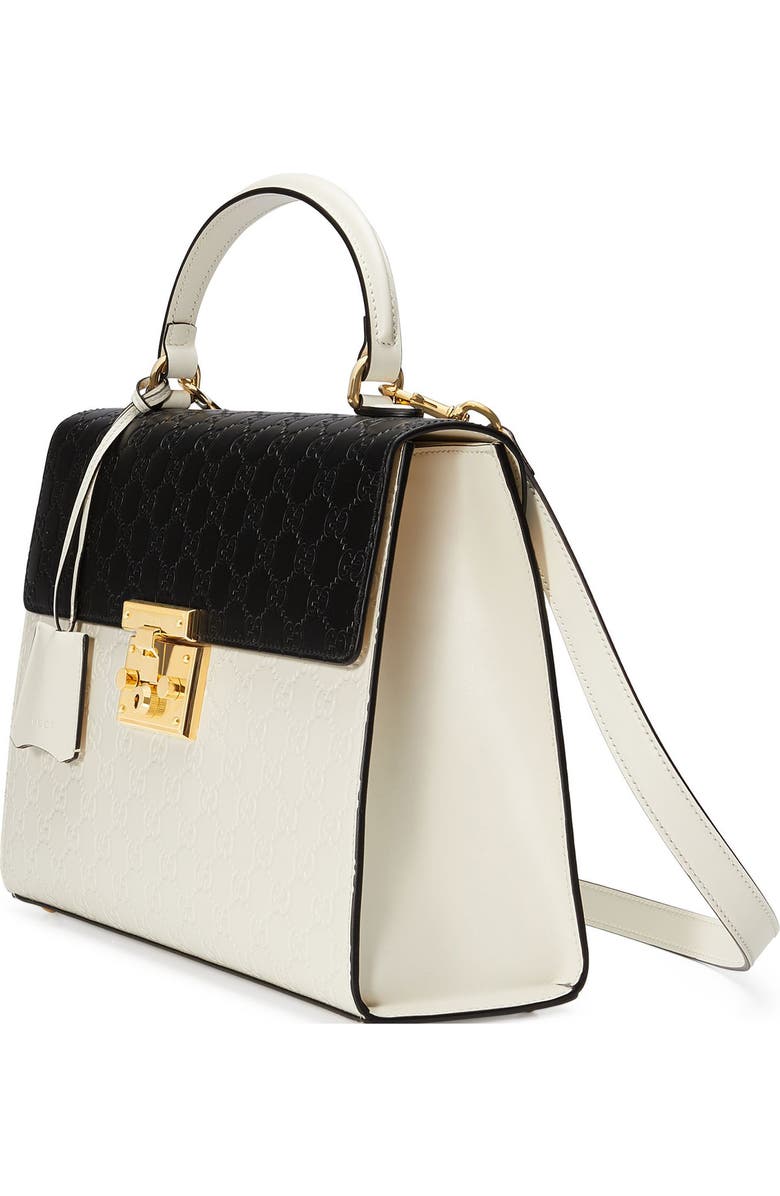 Gucci Medium Padlock Top Handles Signature Leather Satchel, Alternate, color,