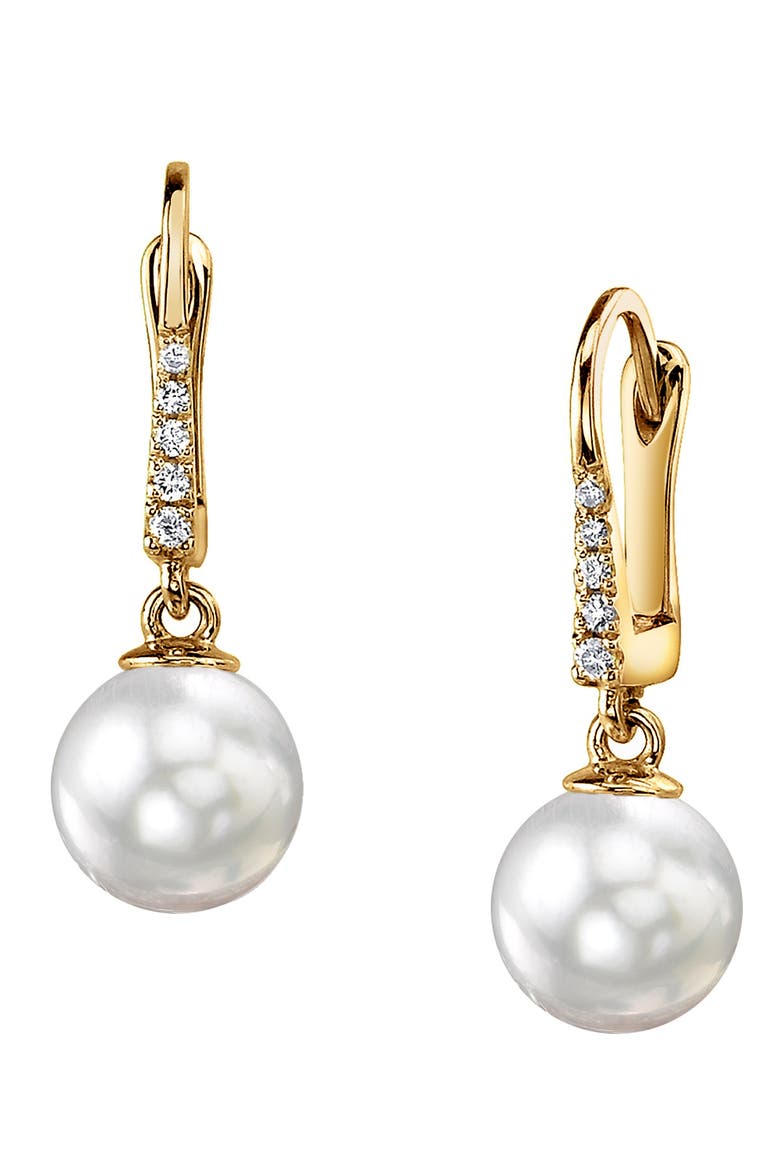 South Sea Pearl & Diamond Susan Earrings, Main, color, Yellow Gold