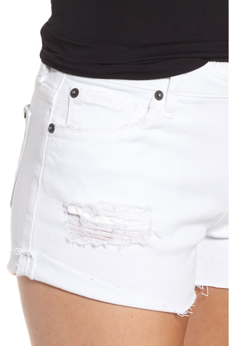 Distressed Boyfriend Denim Shorts, Alternate, color, OPTIC WHITE