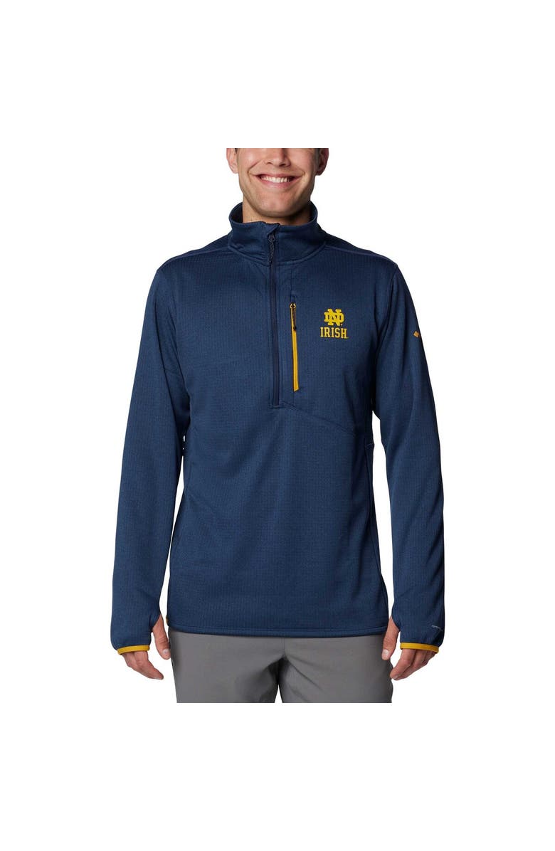 Columbia Men's Columbia Navy Notre Dame Fighting Irish Park View Grid Fleece Omni-Wick Half-Zip Jacket, Alternate, color, 