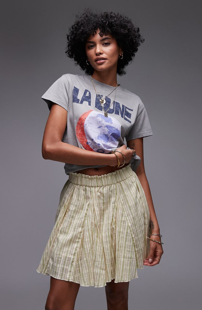 Topshop Stripe Flippy Cotton Miniskirt, Alternate, color, Yellow