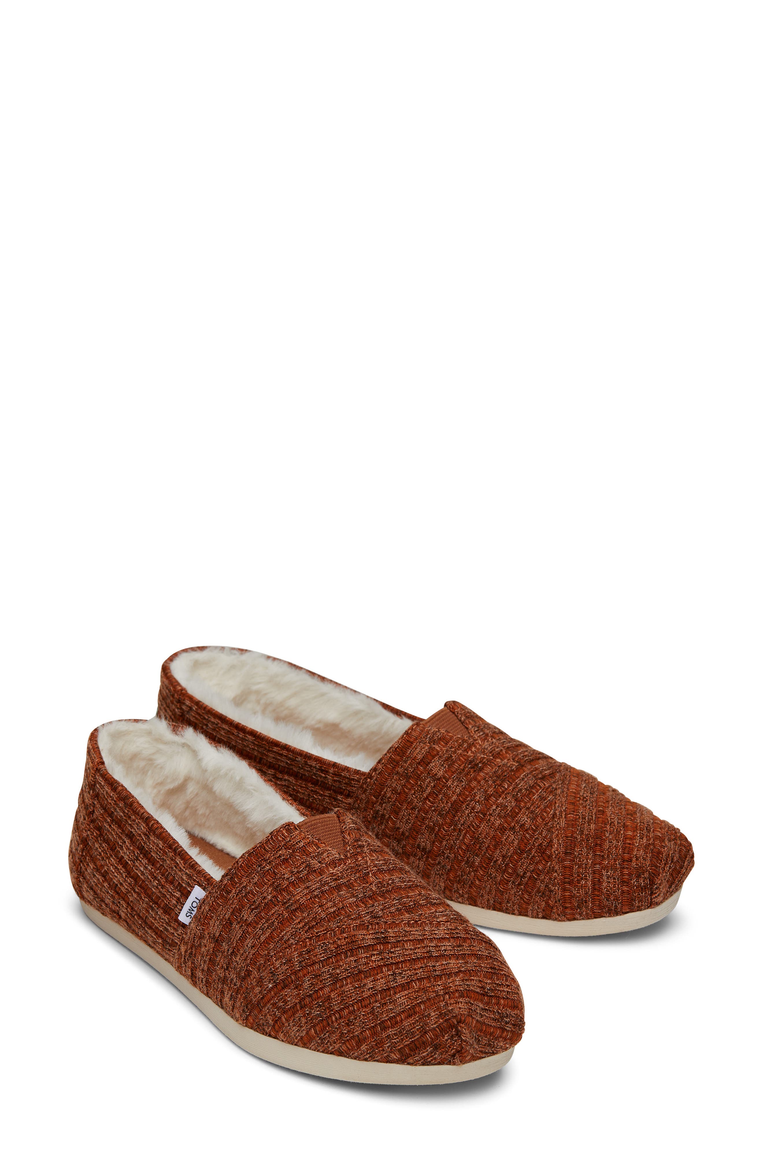 TOMS Alpargata Rib Faux Fur Lined Slip-On, Alternate, color, Medium Orange