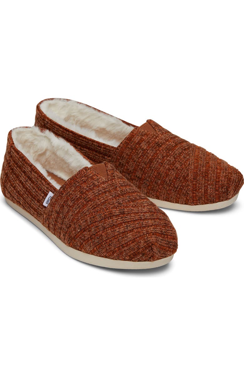 TOMS Alpargata Rib Faux Fur Lined Slip-On, Alternate, color, Medium Orange