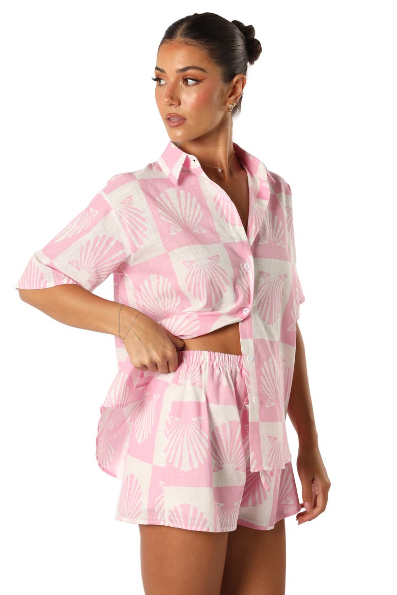 Harvey Cotton Button-Up Shirt & Shorts Set, Alternate, color, PINK