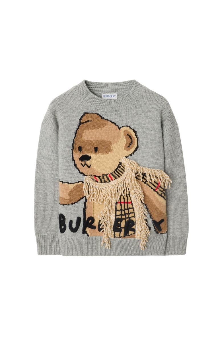 Burberry Thomas Bear Wool Sweater, Main, color, Light Grey Melange