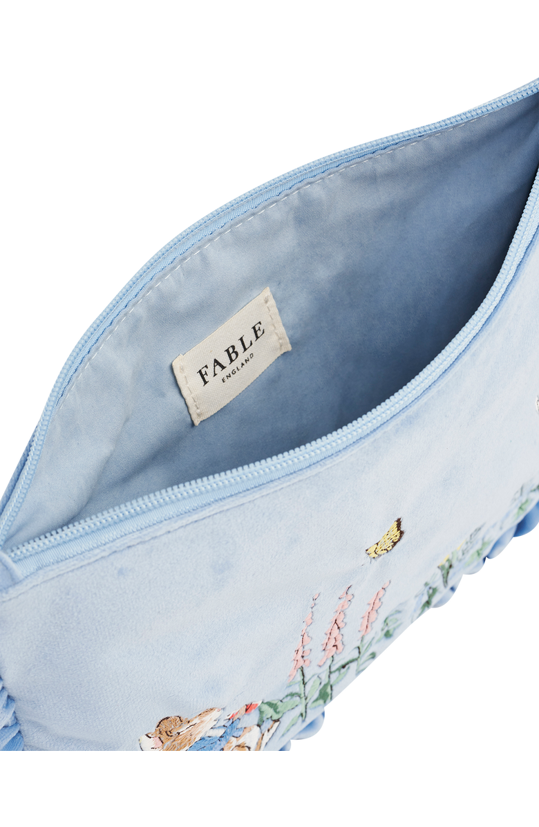 Fable England x Peter Rabbit Blue Velvet Embroidered Pouch, Alternate, color, Light Blue