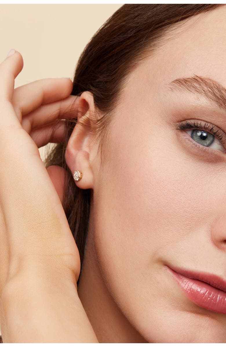 Oradina 14K Gold Illusion Classic Diamond Studs, Alternate, color, White Gold - Diamonds