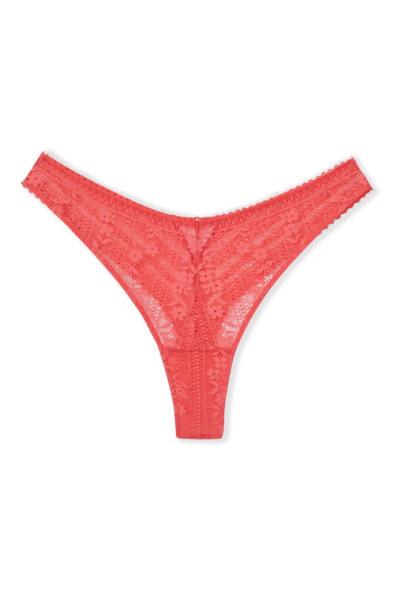 Aura Lace Tanga Thong, Alternate, color, CORAL