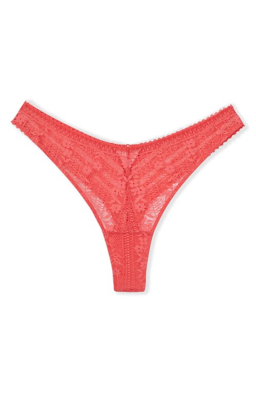 Etam Aura Lace Tanga Thong In Pink
